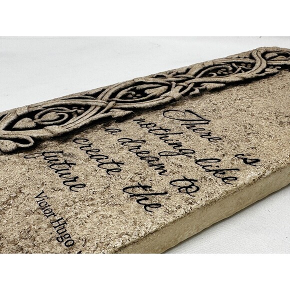 RK PRODUCTIONS Hand Cast Stone Wall Art -Victor Hugo Dream/Future Quote 10.5x5" - Picture 4 of 9